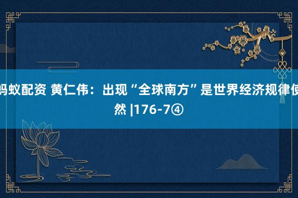 蚂蚁配资 黄仁伟：出现“全球南方”是世界经济规律使然 |176-7④