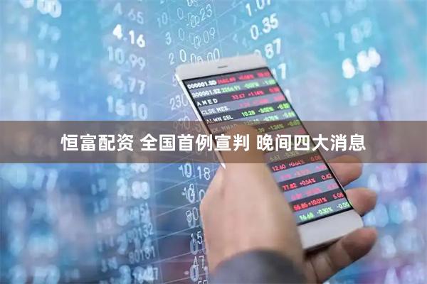 恒富配资 全国首例宣判 晚间四大消息