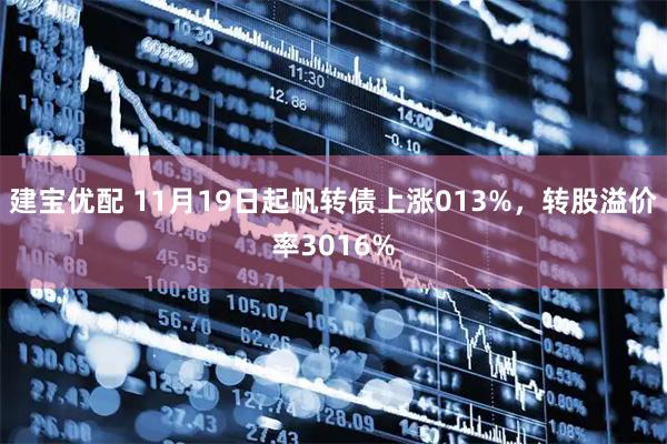 建宝优配 11月19日起帆转债上涨013%，转股溢价率3016%